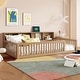 preview thumbnail 14 of 34, Twin XL Size Floor Bed with Storage Shelves and USB Ports, Wooden Montessori Bed Daybed with Fence Guardrails for Kids