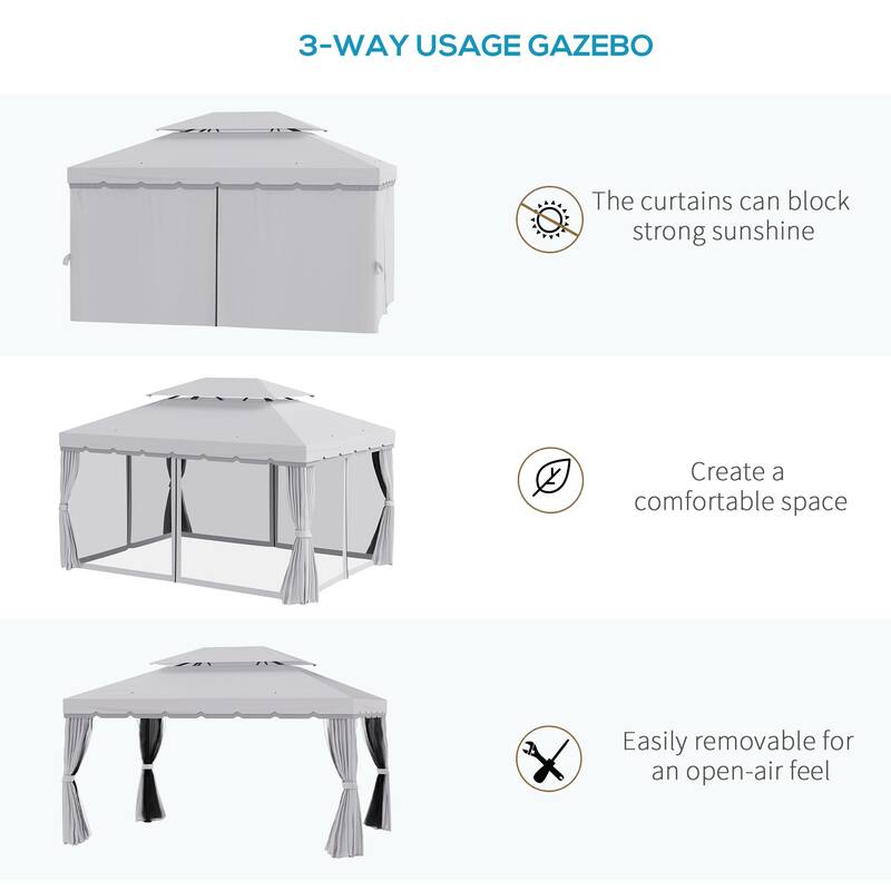 Outsunny 9.5' x 13 Patio Gazebo, Aluminum Frame for Outdoor, Dark Gray