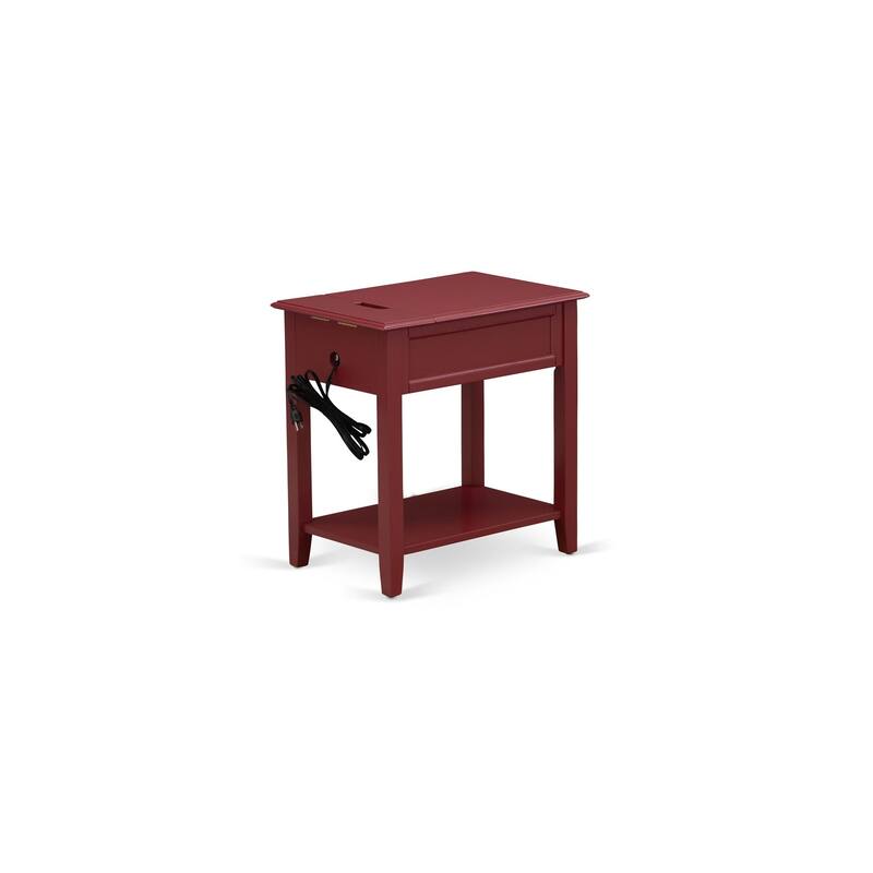 East West Furniture Denison Night Stand - Rectangle Modern End Table with a Drawer for Bedroom, 24x19 Inch, (Finish Options)