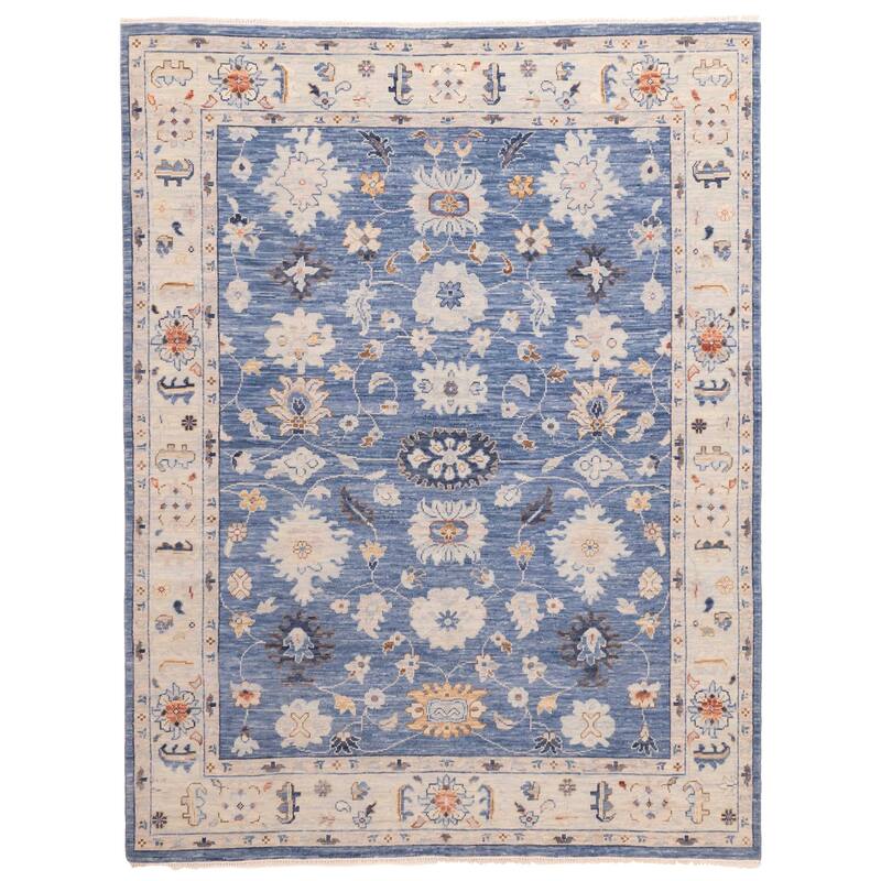 ECARPETGALLERY Hand-knotted Modern Oushak Dark Blue Wool Rug - 7'11 x 10'3