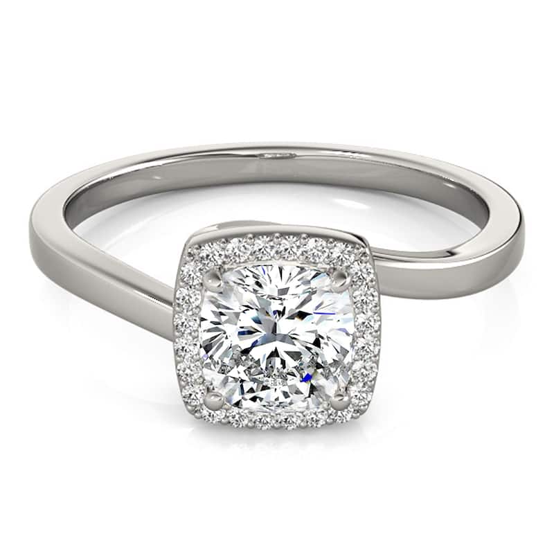 Auriya 14k White Gold Lab Grown Cushion Diamond Halo Engagement Ring 0.50 to 5.00 ct. tw. (F-G VS)