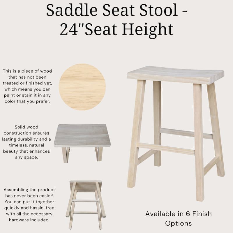 International Concepts Solid Wood Saddle Seat Dining Stool