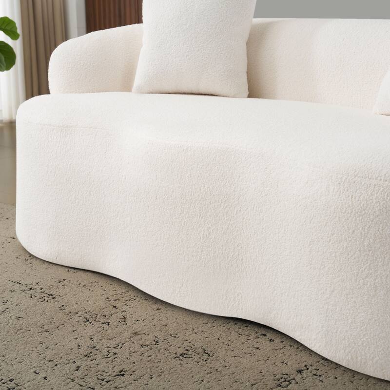 Cloud-like Curved Loveseat Sofa Teddy Fabric Compression Couch