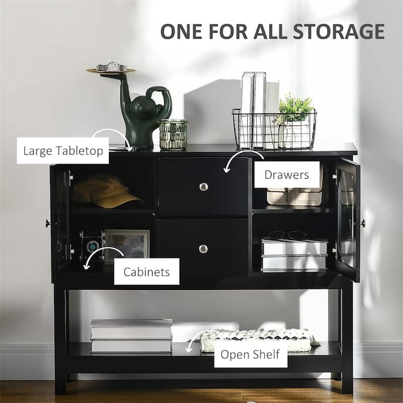 Wood Buffet Cabinet with Storage Drawers and Glass Door - N/A
