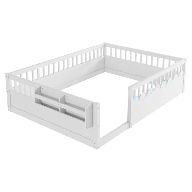 Full Montessori Floor Bed Frame with High Rails