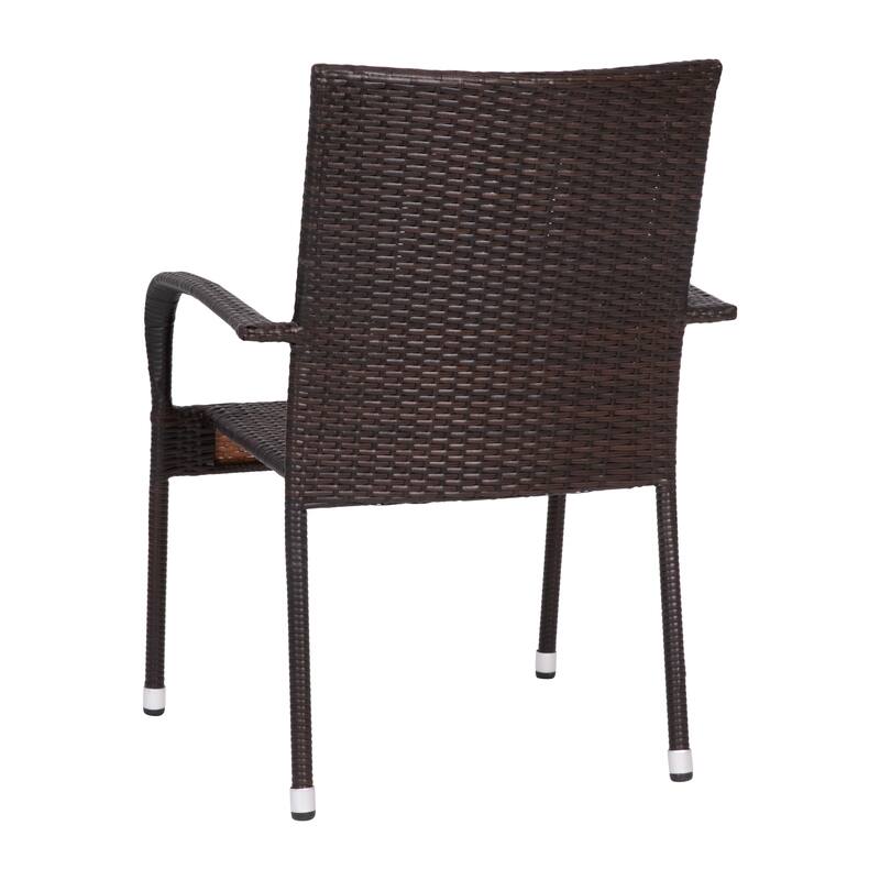 Indoor/Outdoor Stacking Steel Framed Wicker Dining Armchairs - 2 Pack
