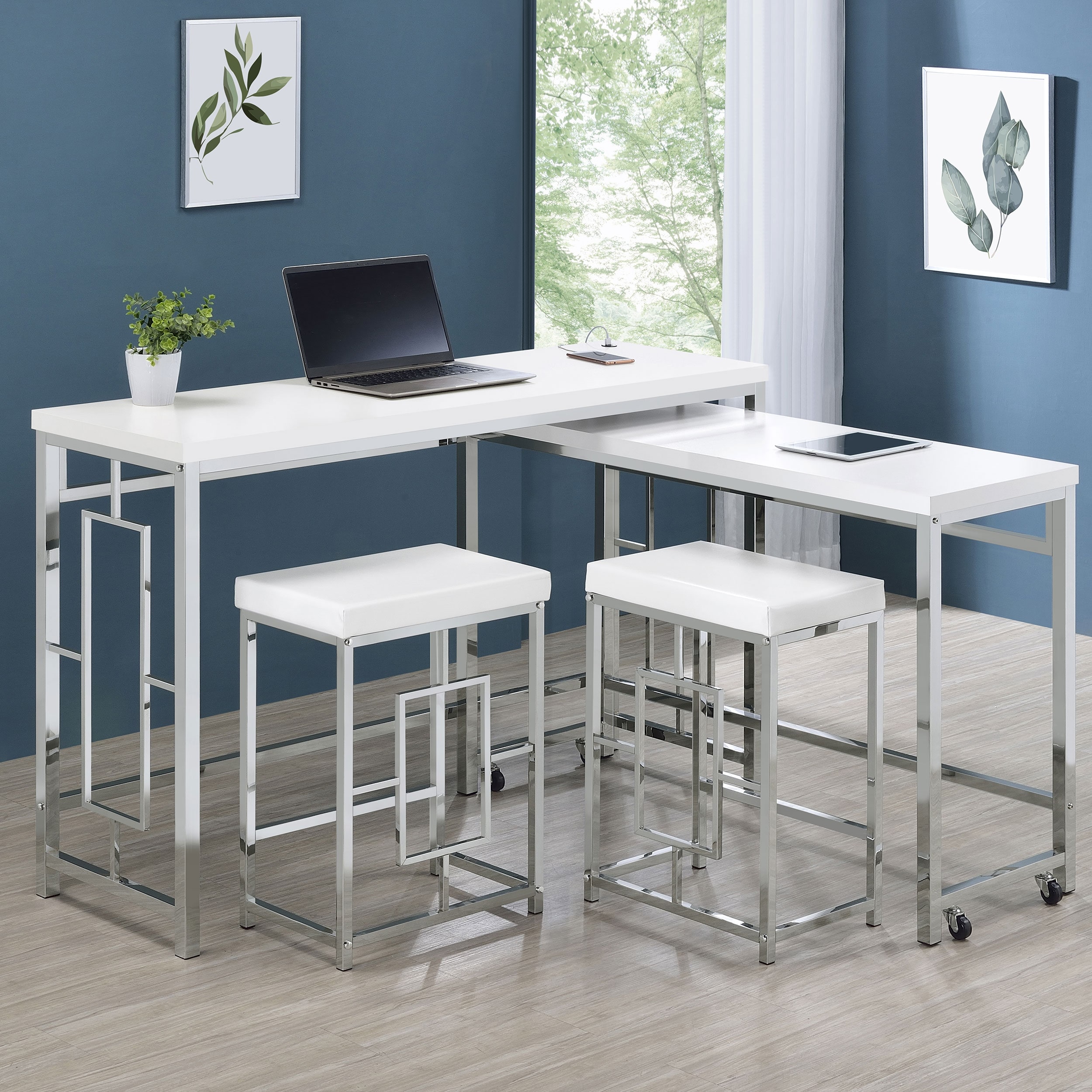 Jackson White Multipurpose Counter Height Table Set