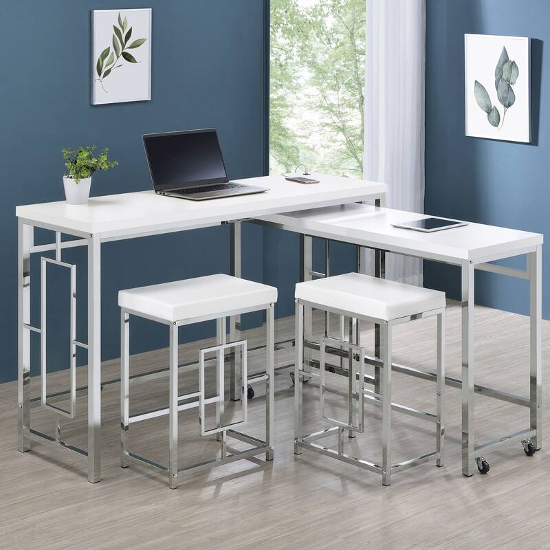 Laguna White 4-piece Counter Height Table with Pot Rack