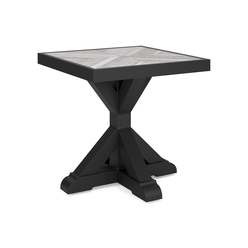 Beachcroft Outdoor Square End Table with Porcelain Top - 22.25" W x 22.25" D x 22.25" H