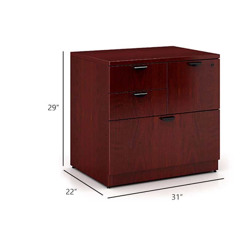 Ley 4 Drawer Lateral File Cabinet, Mahogany Red Office Storage
