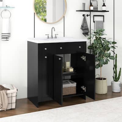 30"Bathroom Vanity with Ceramic Sink Combo