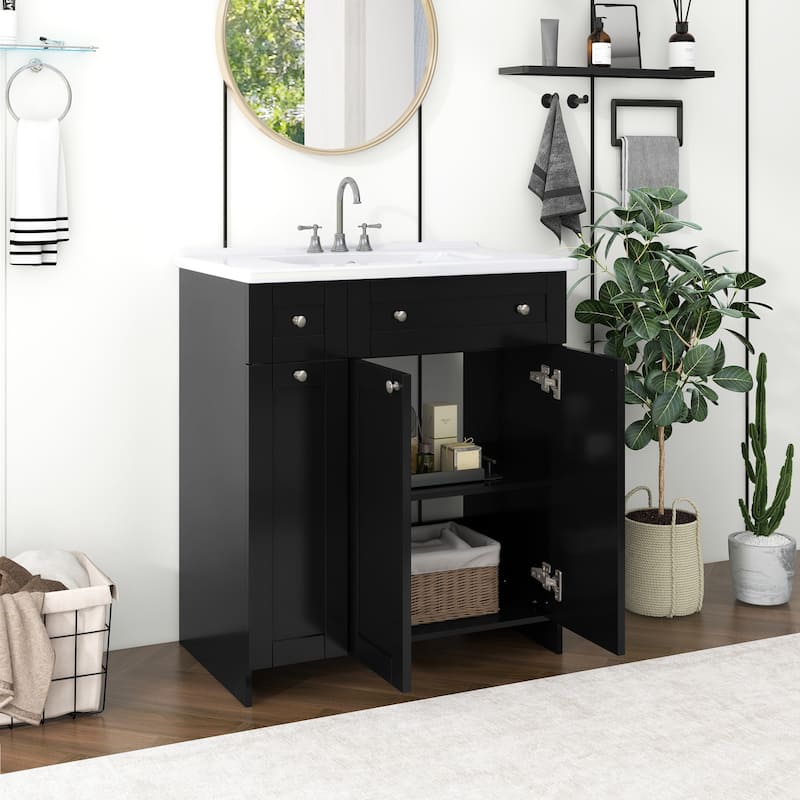 30-Inch Bathroom Vanity with Sink Combo, MDF Storage Cabinet, Soft Close Doors, and Painted Finish