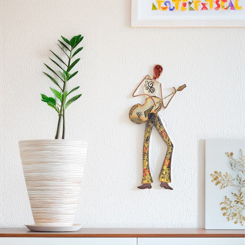 Handmade Guitar Player Wall Decor (Philippines) - 1 x 7 x 14