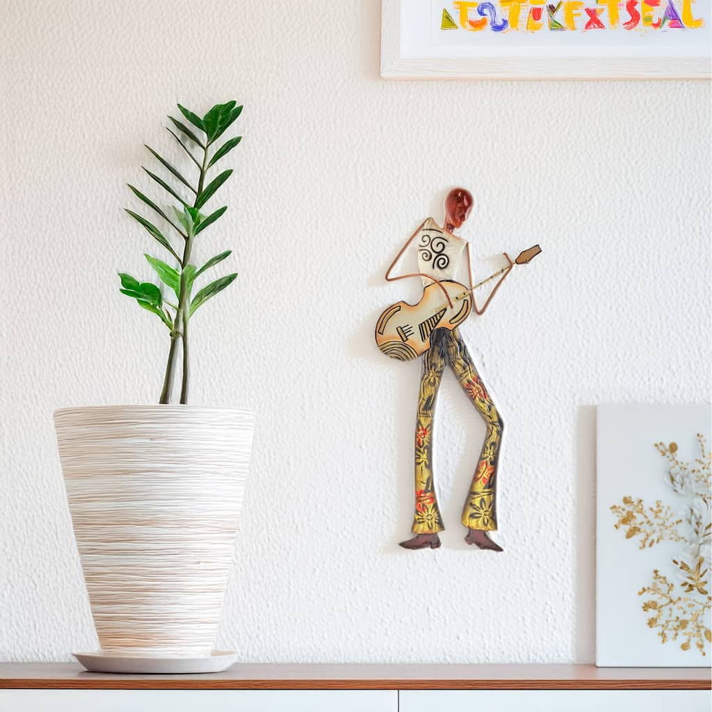 Handmade Guitar Player Wall Decor (Philippines) - 1 x 7 x 14