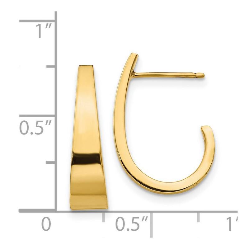 Curata 14k Yellow Gold Medium Polished J Hoop Earrings 19x5mm