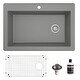 preview thumbnail 42 of 64, Karran Drop-In Quartz 33 in. 1-Hole Single Bowl Kitchen Sink Kit Grey