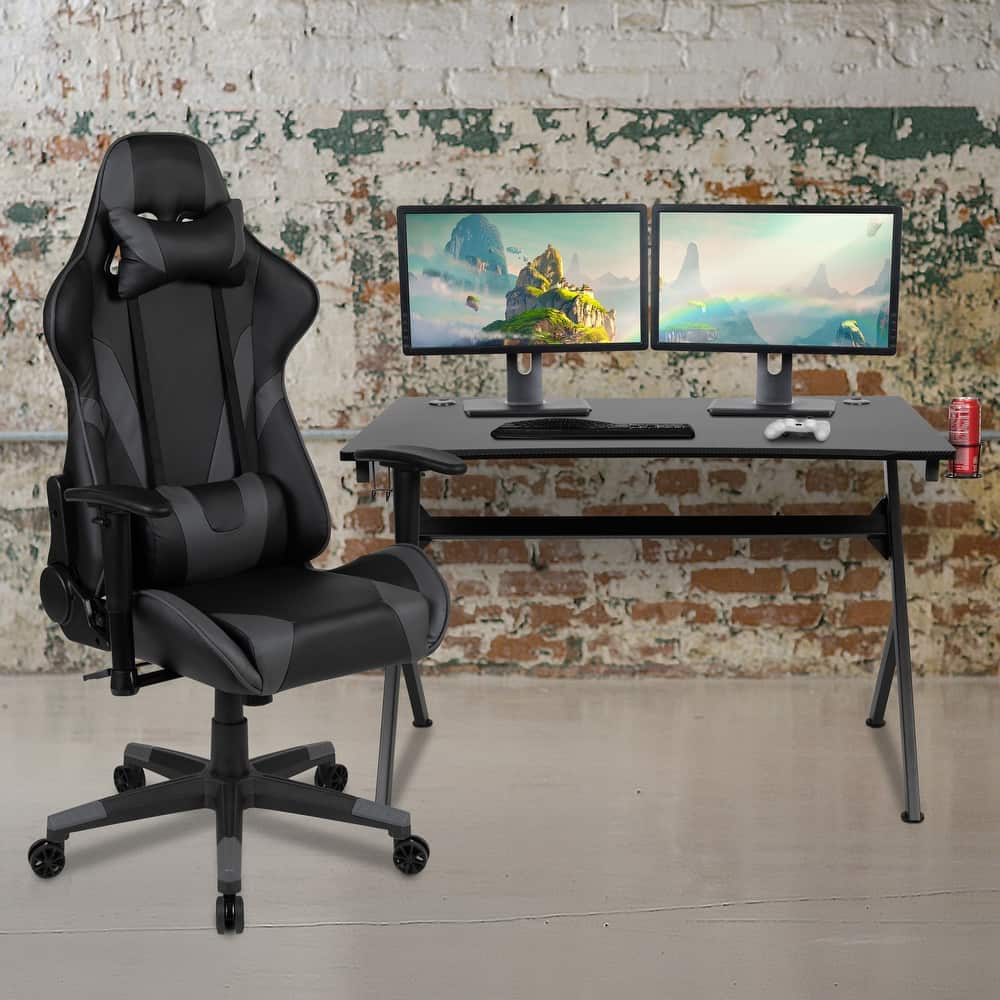 Gaming Bundle-Desk, Cup Holder/Headphone Hook & Reclining Chair