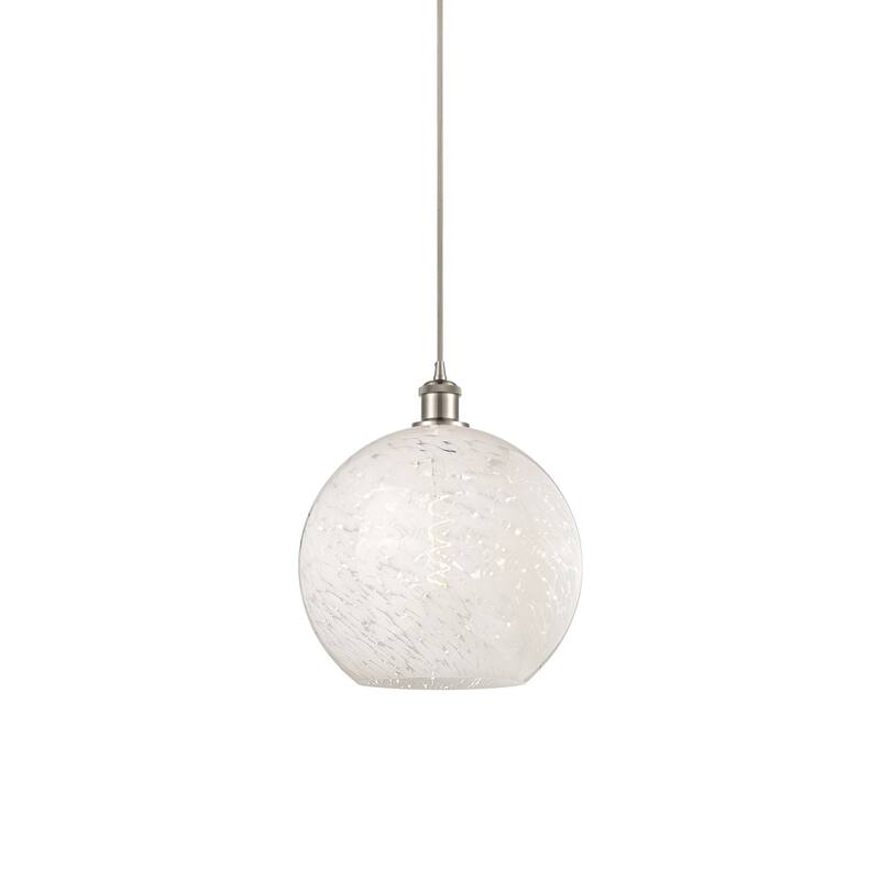 Innovations Lighting 516-1P-14-12 White Mouchette Pendant White - Brushed Satin Nickel
