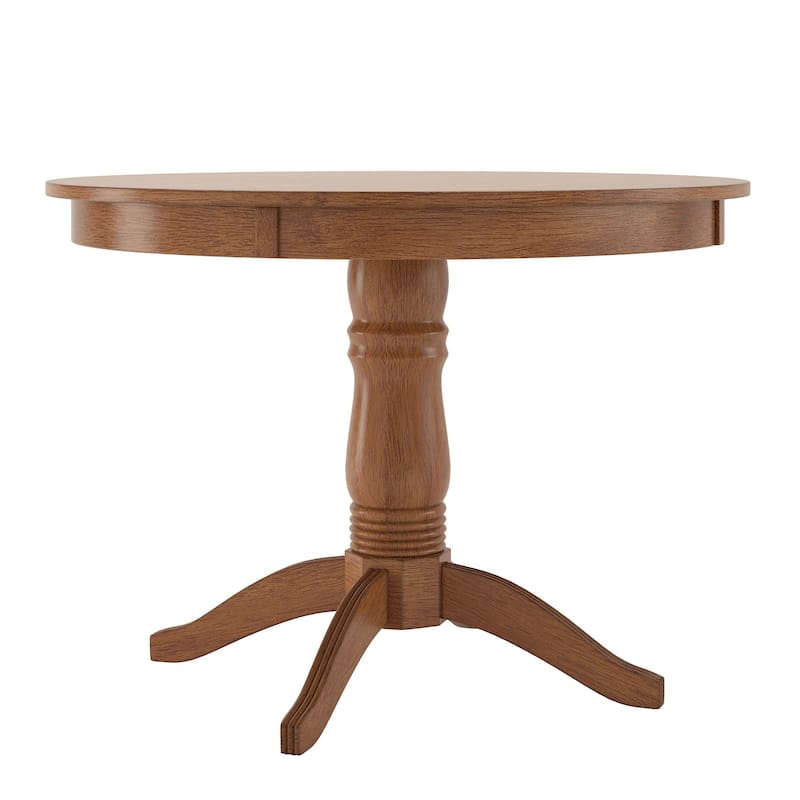 Wilmington II Round Pedestal Base Oak Finish Breakfast Nook Set by iNSPIRE Q Classic
