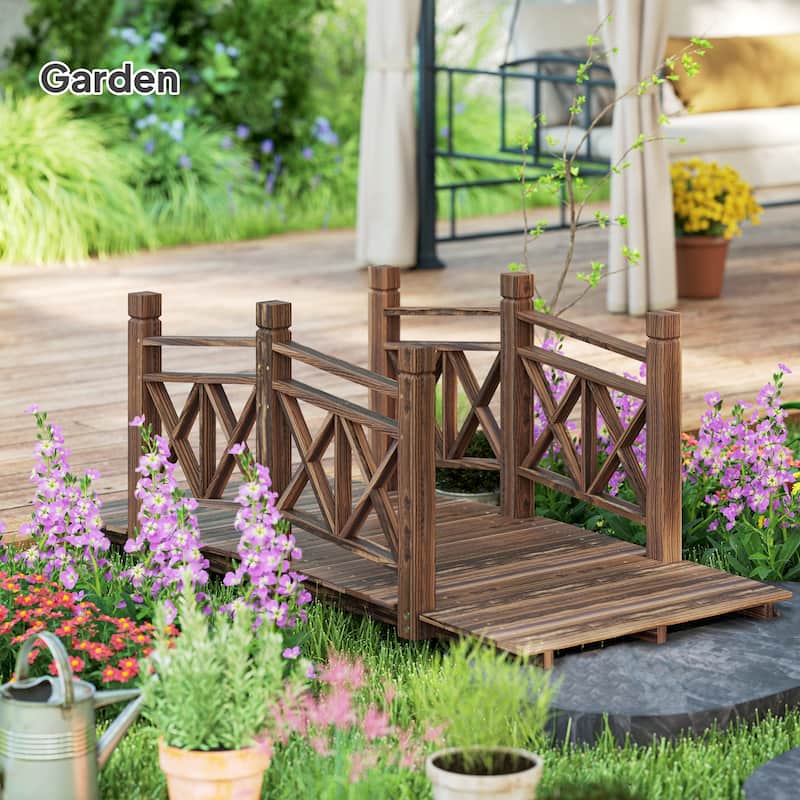 Garden Bridge Fir and Pine Outdoor Decorative Footbridge for Ponds Pathways and Landscaping