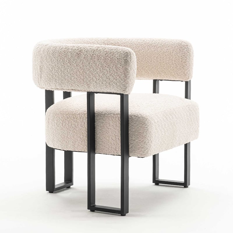 Upholstered Teddy Velvet Accent Chair, Modern Boucle Armchair