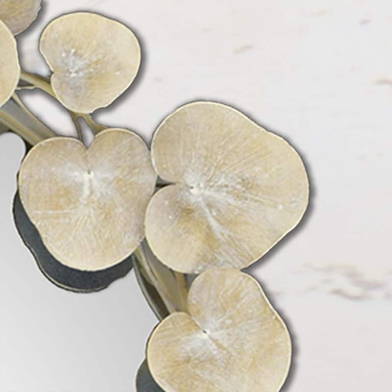 HomeRoots 29" Beige Metal Round Accent Mirror - 29.00 in. x 29.00 in. x 3.00 in.