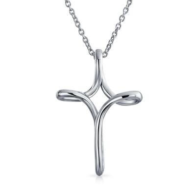 Sterling Silver Infinity Cross Pendant Necklace - Simple and Elegant Design