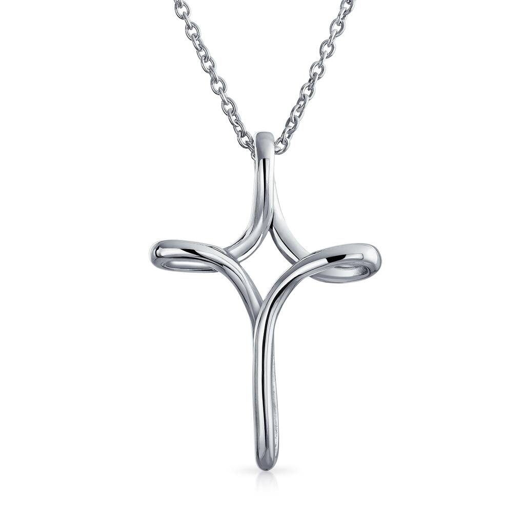 Sterling Silver Infinity Cross Pendant Necklace - Simple and Elegant Design