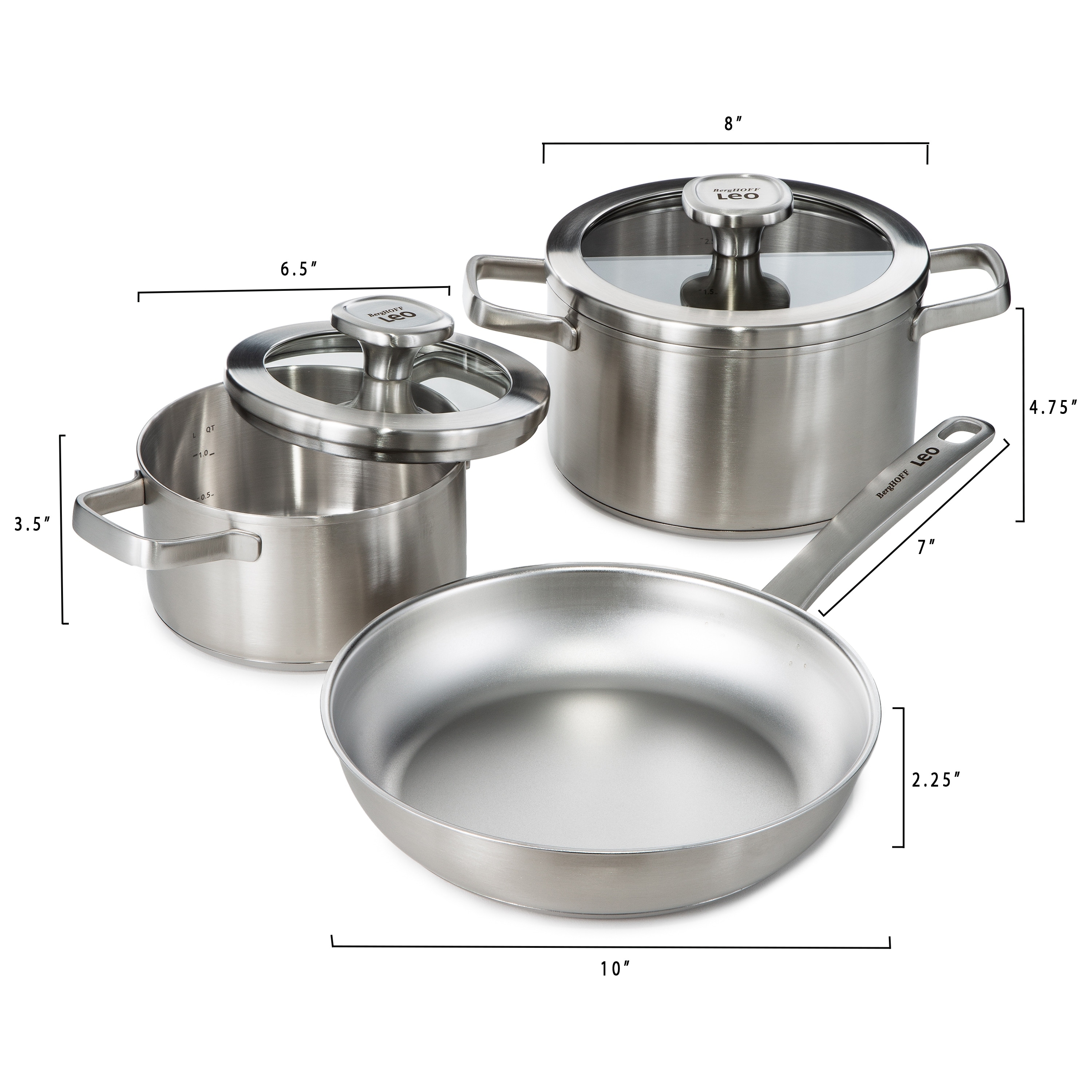BergHOFF Tri-Ply 18/10 Stainless Steel 10 piece Cookware Set, Hammered