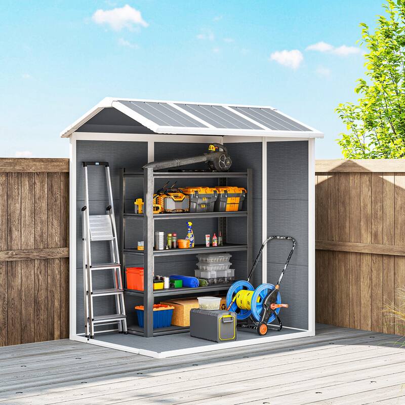 Outsunny 6' x 4' Outdoor Storage Shed, Plastic Shed with Floor, Window, Lockable Door and Vents, Garden Tool House