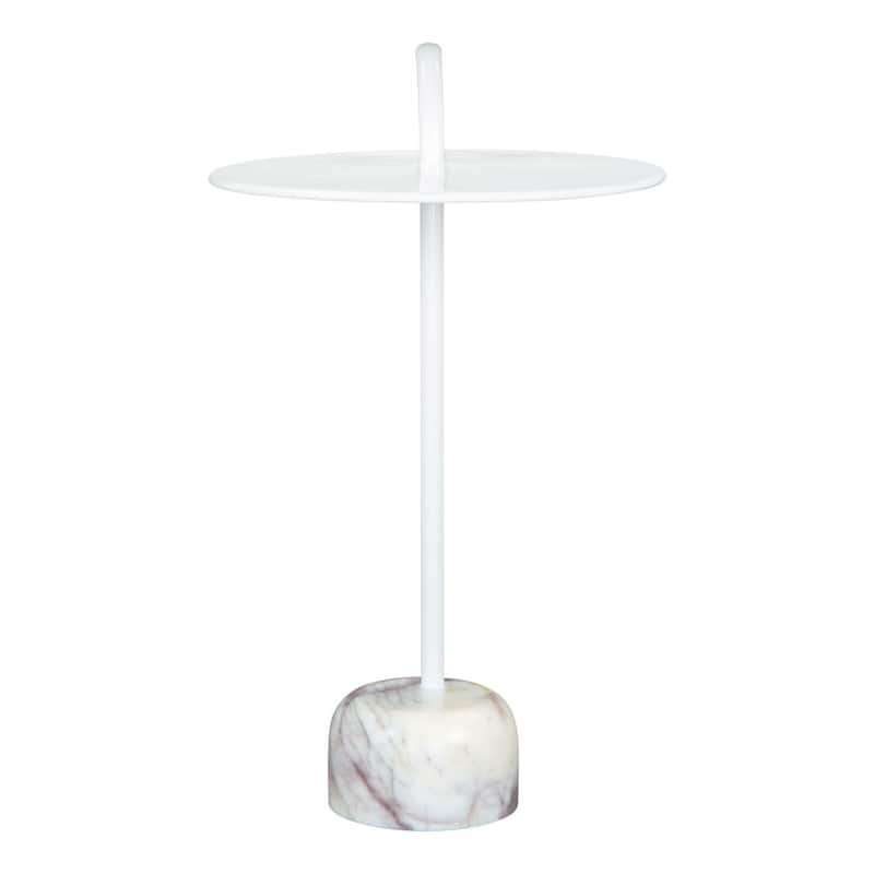 HomeRoots 25" White Iron And Marble Round Pedestal End Table - 12' X '25' X '12