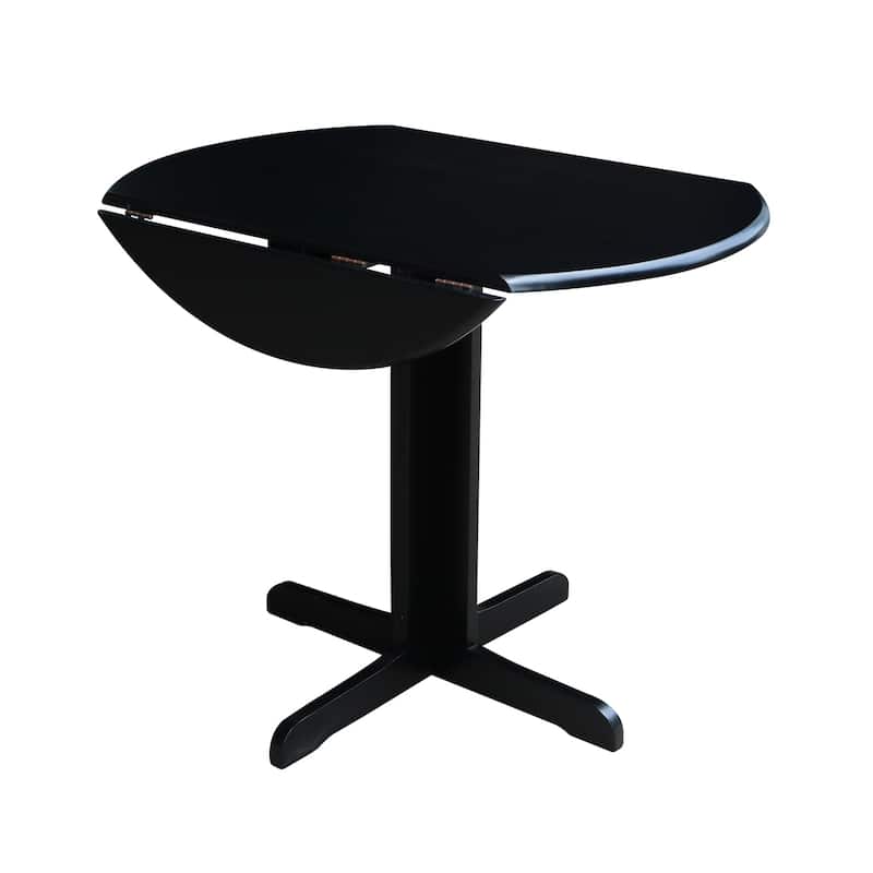 36 inch Dual Drop Leaf Dining Table with Two X-back Chairs in Black - (Set of 3)