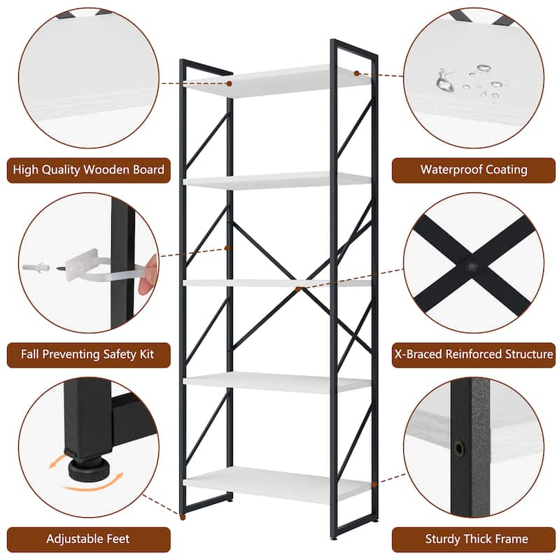 Futzca 5 Tier Storage Bookshelf