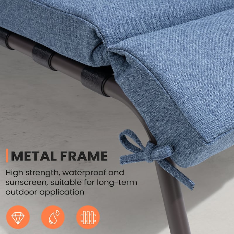 Outdoor Adjustable Patio Chaise Lounge Chair with Cushion Beach Poolside