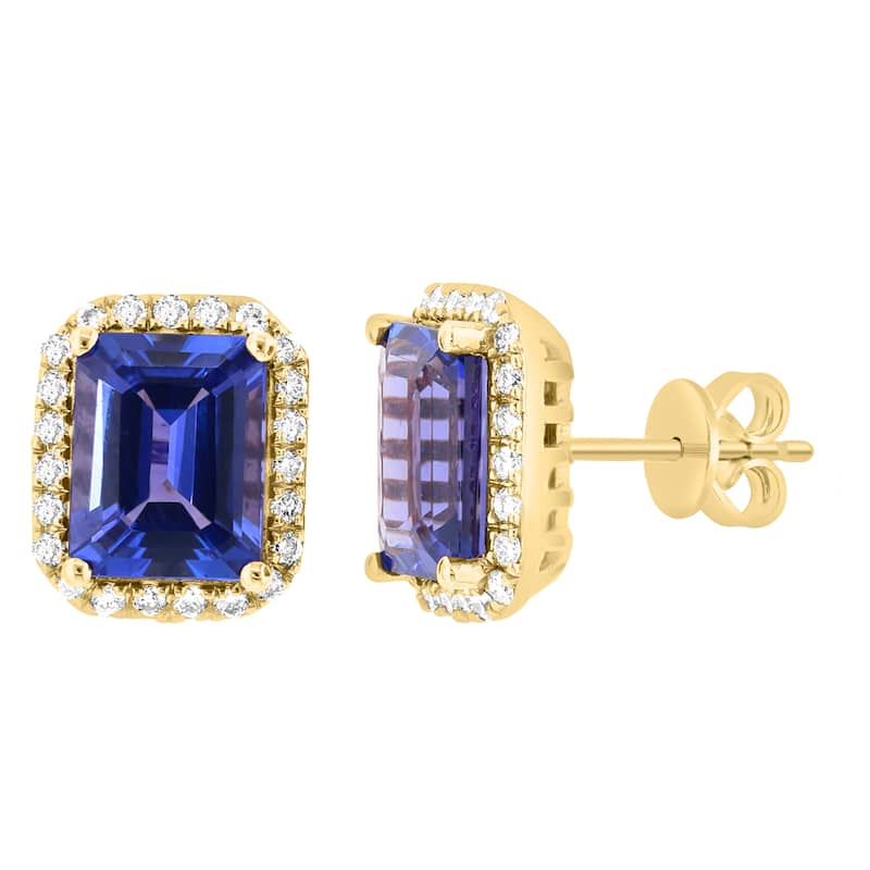 EFFY 14K Gold Diamond Tanzanite Stud Earrings