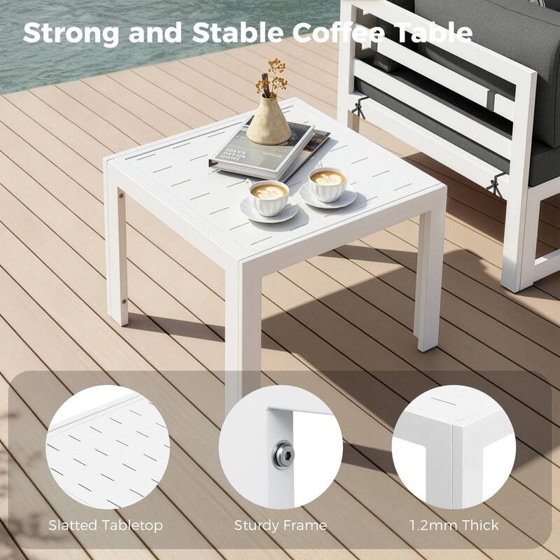 11-Piece Luxury Aluminum Outdoor Furniture Set with Chaise Lounge & Fire Pit Table, 29" Deep Seating Aluminum Patio Sectional