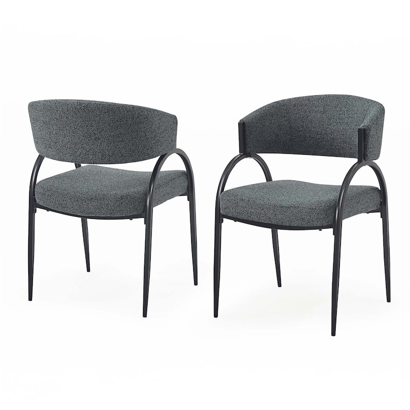 Upholstered Dining Chairs With Metal Legs (Set of 2) - Dark Green