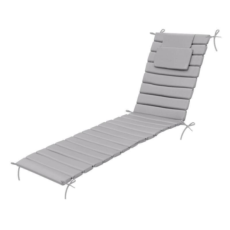 Outdoor Patio Chaise Lounge Cushions Pad with Straps - 79.9''-1PC - LightGrey