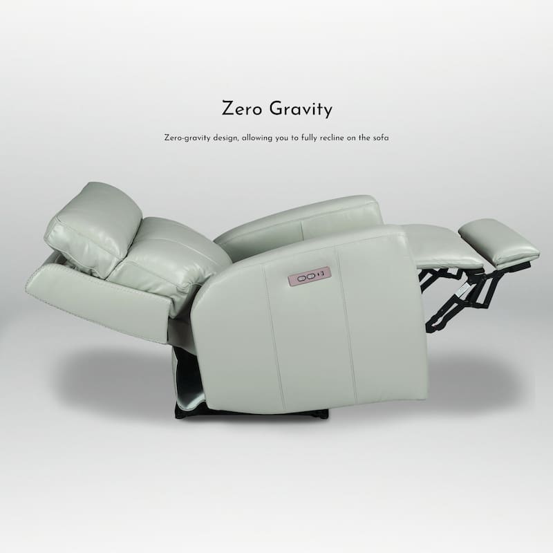 104" W 6 Seater Genuine Leather Power Sectional and 39" W Recliner Set with Zero Gravity, USB Ports, 2 Stationary Armlesschairs