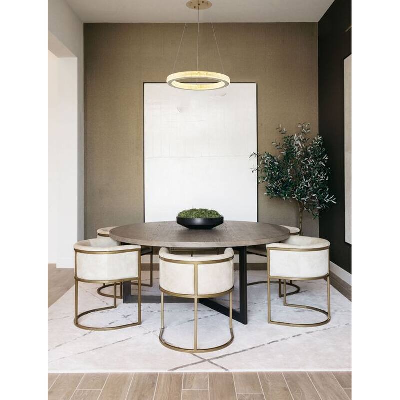 1-Light Sand Gold LED Chandelier With A Clear Acrylic Diffuser