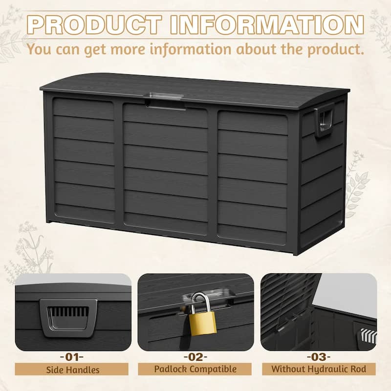 SUNCROWN 75-120 Gallon Weatherproof Resin Outdoor Storage Deck Box for Furniture and Supplies