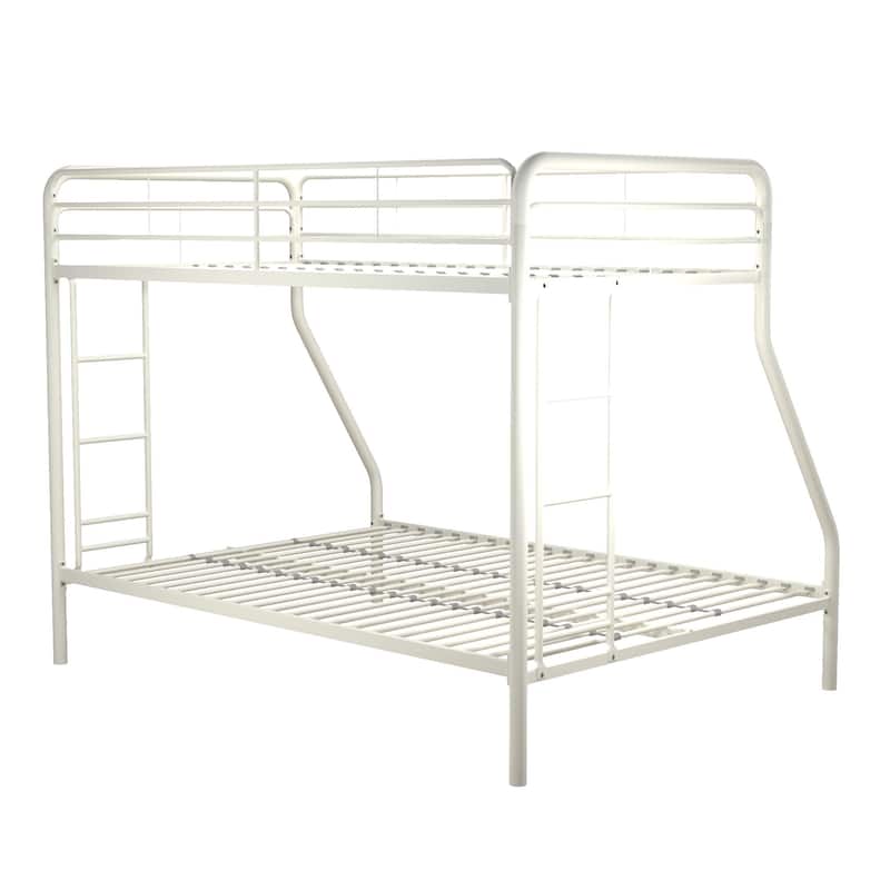 Space-Saving Twin over Full Metal Bunk Bed with Safety Rails and Storage Clearance