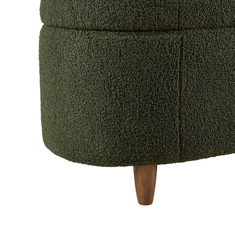 INK IVY Bailey Boucle-Style Curved Storage Accent Bench