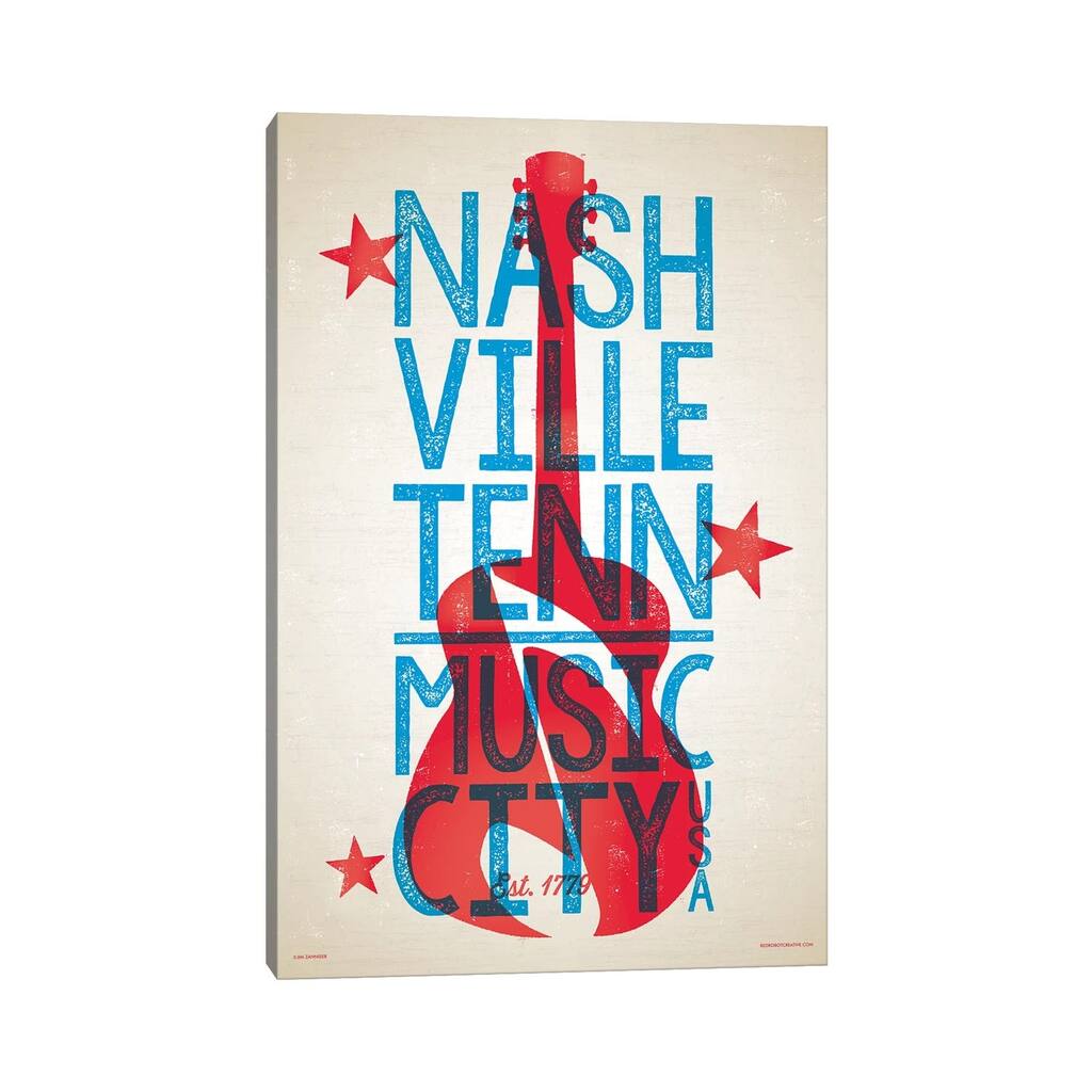 iCanvas "Nashville Letterpress Style Poster" by Jim Zahniser Canvas Print