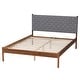 preview thumbnail 4 of 8, Estela Mid-Century Modern Grey Woven Fabric and Walnut Brown Wood Queen Size Platform Bed