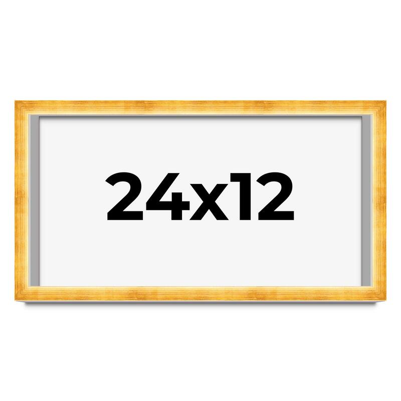 24x12 Shadow Box Frame Gold | 1.625 Inches Deep Real Wood Traditional