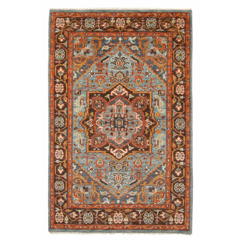 ECARPETGALLERY Hand-knotted Jules Serapi Light Blue Wool Rug - 5'2 x 8'2 - Light Blue - 5'2 x 8'2