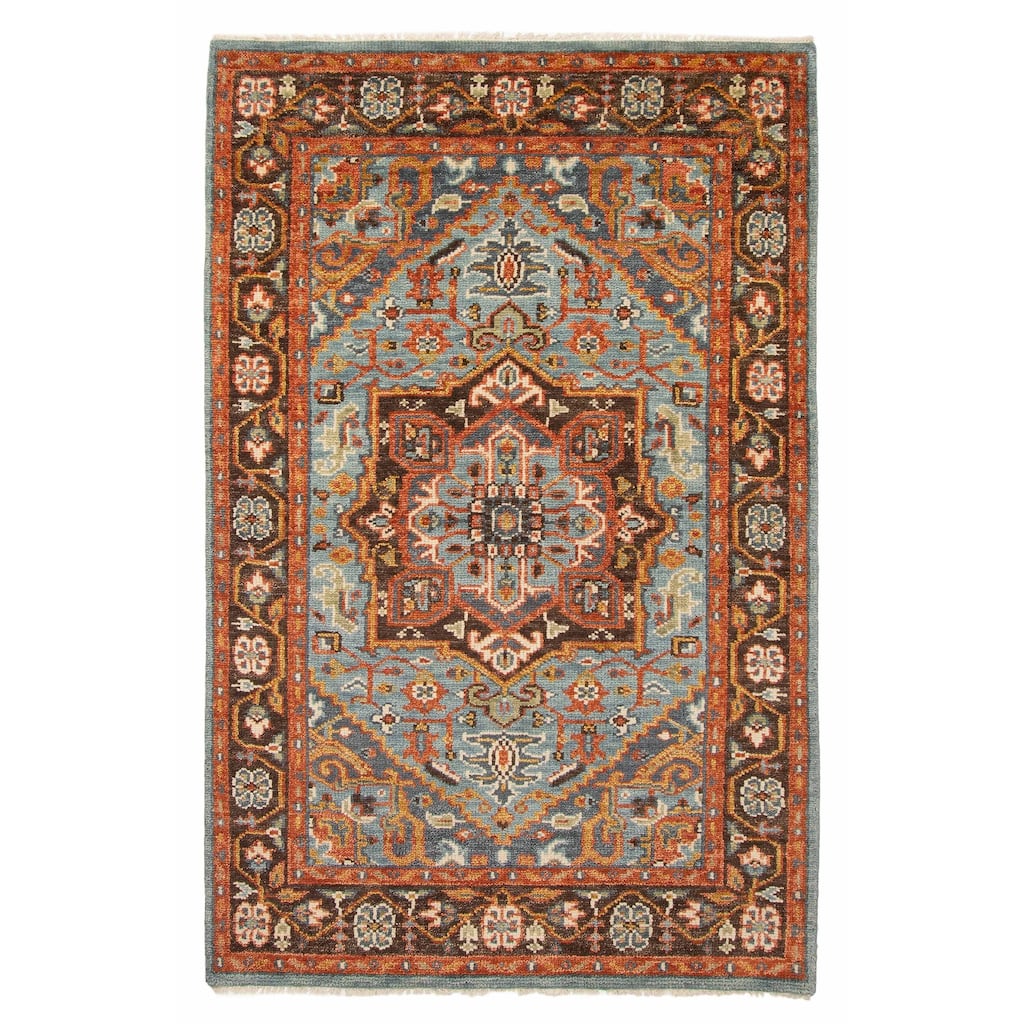 ECARPETGALLERY Hand-knotted Jules Serapi Light Blue Wool Rug - 5'2 x 8'2