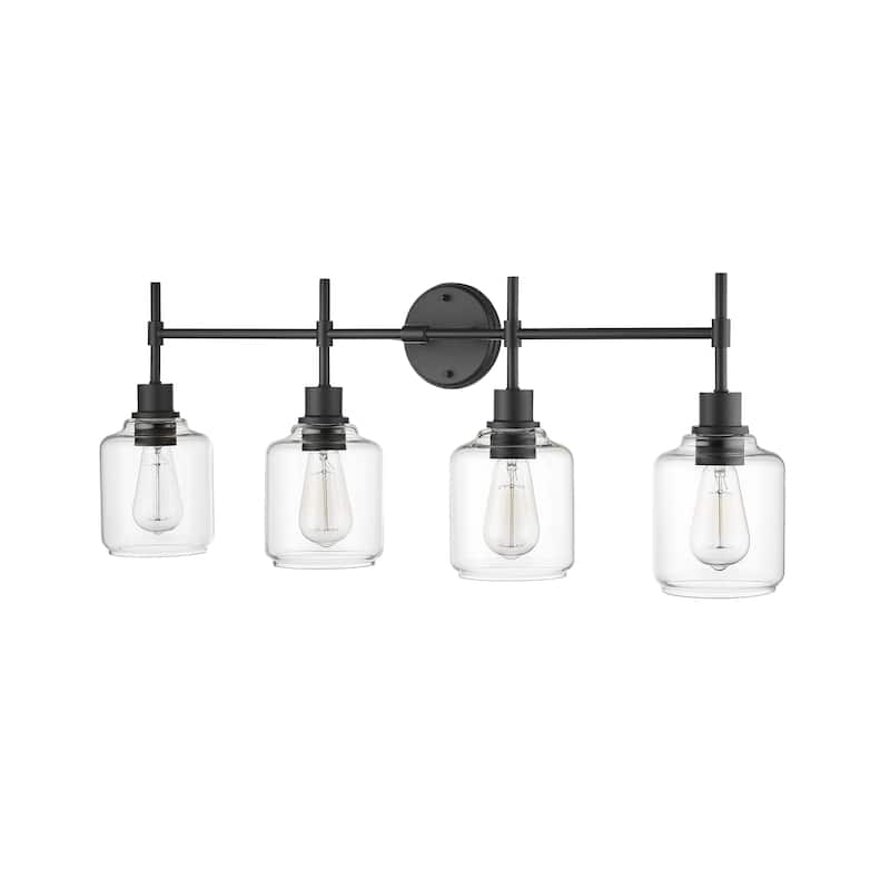 Millennium Lighting Asheville Bathroom Vanity Fixture in Matte Black with Clear Glass Shades