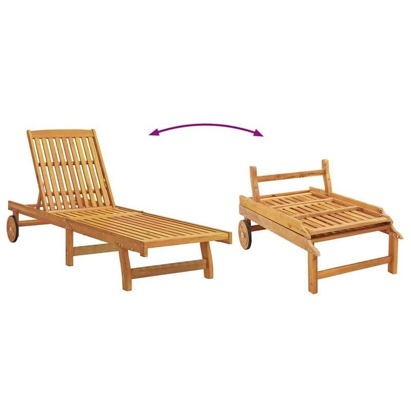 vidaXL Patio Lounge Chair Outdoor Sunbed Poolside Sunlounger Solid Wood Acacia - 78.3" x 23.2"/24.8" x 11.8"/24.4"/29.9"/33.5"